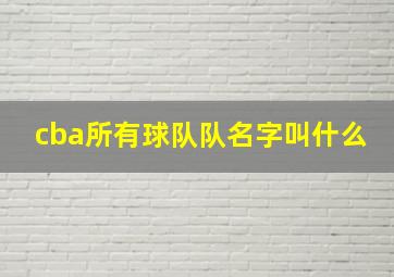 cba所有球队队名字叫什么