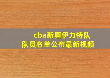 cba新疆伊力特队队员名单公布最新视频