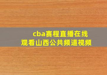 cba赛程直播在线观看山西公共频道视频