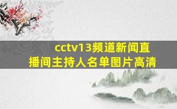 cctv13频道新闻直播间主持人名单图片高清