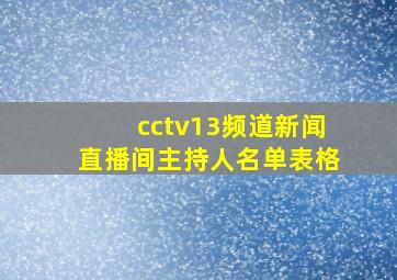 cctv13频道新闻直播间主持人名单表格