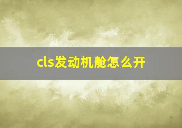 cls发动机舱怎么开