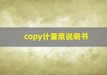 copy计量泵说明书