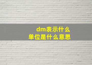 dm表示什么单位是什么意思