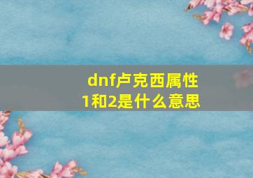 dnf卢克西属性1和2是什么意思