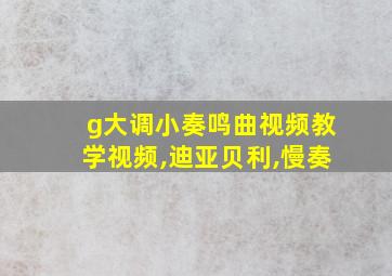 g大调小奏鸣曲视频教学视频,迪亚贝利,慢奏