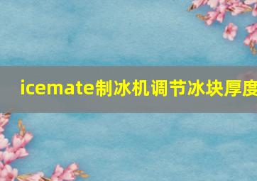 icemate制冰机调节冰块厚度