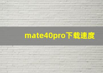 mate40pro下载速度