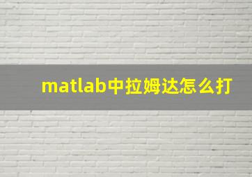 matlab中拉姆达怎么打