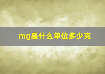 mg是什么单位多少克