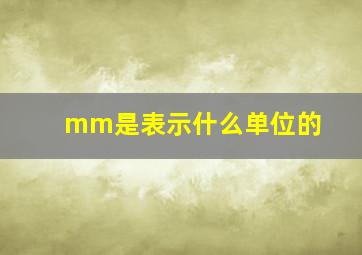 mm是表示什么单位的