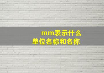 mm表示什么单位名称和名称