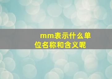 mm表示什么单位名称和含义呢