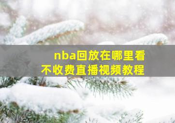 nba回放在哪里看不收费直播视频教程