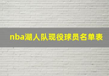 nba湖人队现役球员名单表