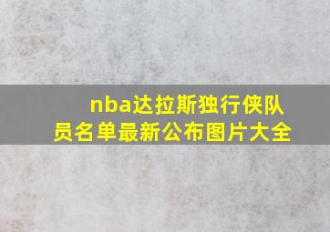 nba达拉斯独行侠队员名单最新公布图片大全