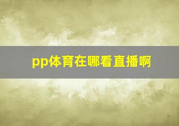 pp体育在哪看直播啊