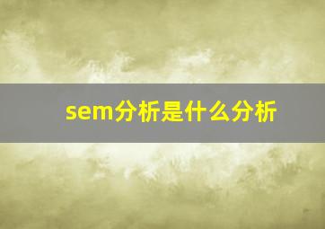 sem分析是什么分析