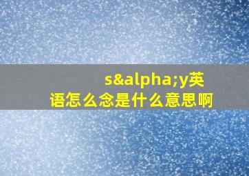 sαy英语怎么念是什么意思啊