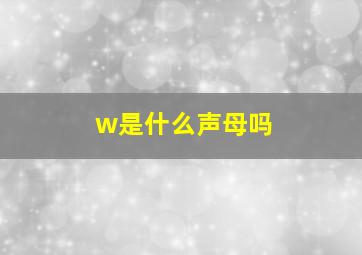 w是什么声母吗