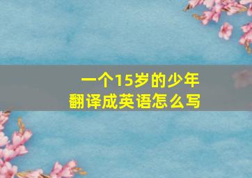 一个15岁的少年翻译成英语怎么写