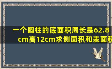 一个圆柱的底面积周长是62.8cm高12cm求侧面积和表面积