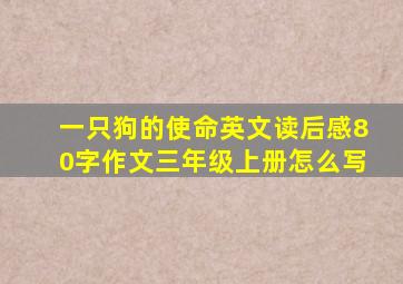 一只狗的使命英文读后感80字作文三年级上册怎么写