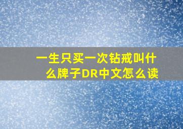 一生只买一次钻戒叫什么牌子DR中文怎么读