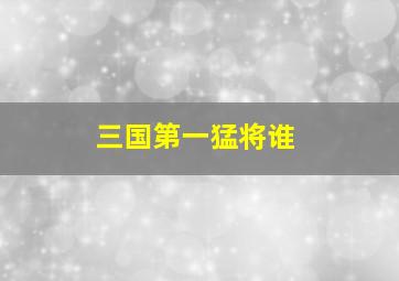 三国第一猛将谁