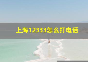 上海12333怎么打电话