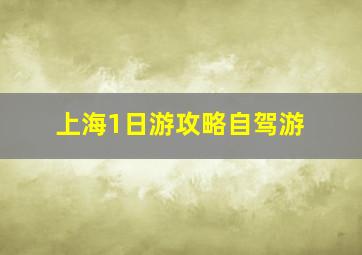 上海1日游攻略自驾游