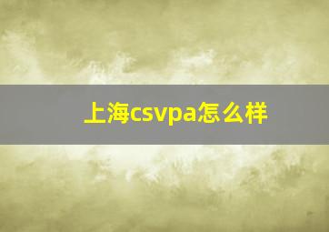 上海csvpa怎么样