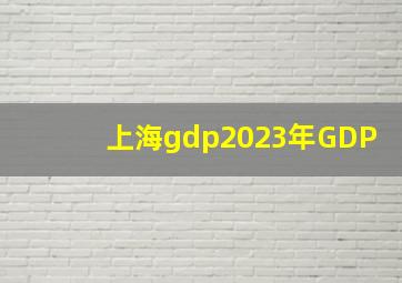 上海gdp2023年GDP