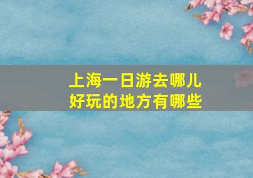 上海一日游去哪儿好玩的地方有哪些