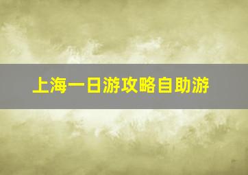 上海一日游攻略自助游