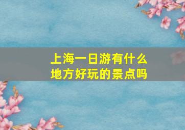 上海一日游有什么地方好玩的景点吗