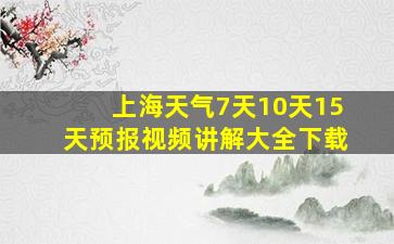 上海天气7天10天15天预报视频讲解大全下载