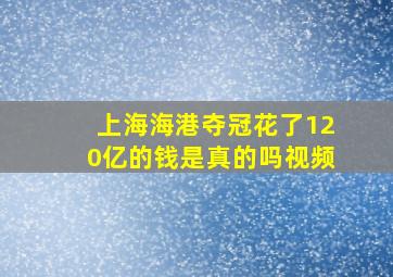 上海海港夺冠花了120亿的钱是真的吗视频