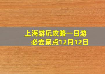 上海游玩攻略一日游必去景点12月12日