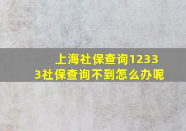 上海社保查询12333社保查询不到怎么办呢