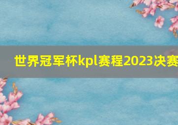 世界冠军杯kpl赛程2023决赛