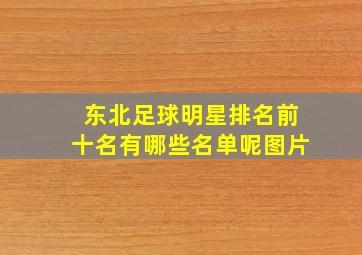 东北足球明星排名前十名有哪些名单呢图片