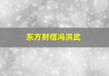 东方财信冯洪武