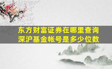 东方财富证券在哪里查询深沪基金帐号是多少位数