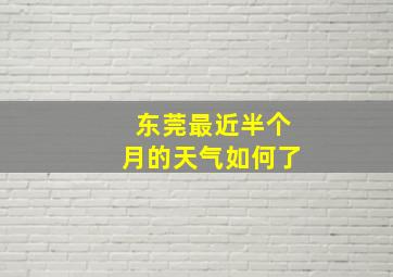 东莞最近半个月的天气如何了