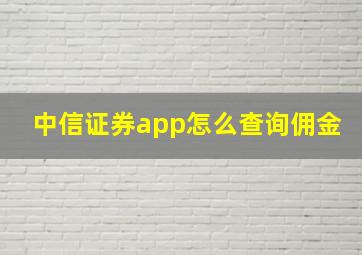 中信证券app怎么查询佣金