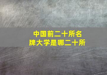 中国前二十所名牌大学是哪二十所