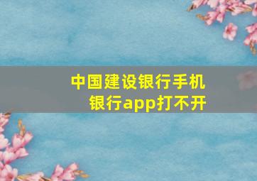 中国建设银行手机银行app打不开