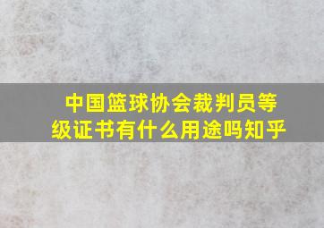 中国篮球协会裁判员等级证书有什么用途吗知乎