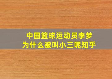 中国篮球运动员李梦为什么被叫小三呢知乎